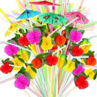 🌴 pack of 100 ygdz umbrella straws for drinks, disposable luau party fruit straws, tropical hawaiian beach summer pool party decorations logo