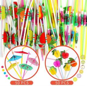 img 1 attached to 🌴 Pack of 100 YGDZ Umbrella Straws for Drinks, Disposable Luau Party Fruit Straws, Tropical Hawaiian Beach Summer Pool Party Decorations