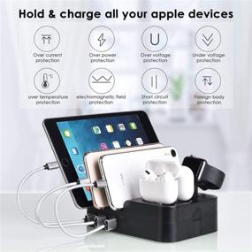 img 3 attached to 🔌 MUZHI 6 Port USB Charging Station: Fast Multi Device Charger Stand for iPad, iPhone, Airpods, iwatch, Kindle, Smartphones - Black