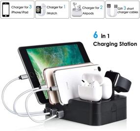 img 2 attached to 🔌 MUZHI 6 Port USB Charging Station: Fast Multi Device Charger Stand for iPad, iPhone, Airpods, iwatch, Kindle, Smartphones - Black