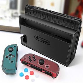 img 1 attached to 🎮 HEYSTOP Nintendo Switch Case Dockable Cover - Clear Protective Case for Nintendo Switch & Joy-Con Controller with Tempered Glass Screen Protector and Thumb Stick Caps (Black)