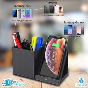 img 1 attached to Brilliest Fast Wireless Charger and Desk Organizer Black - iPhone 11/11 Pro/Max/XSMax/8+ - Galaxy S20/S20+/Note10&9 - Multi-Device Charging Dock