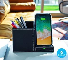 img 2 attached to Brilliest Fast Wireless Charger and Desk Organizer Black - iPhone 11/11 Pro/Max/XSMax/8+ - Galaxy S20/S20+/Note10&9 - Multi-Device Charging Dock