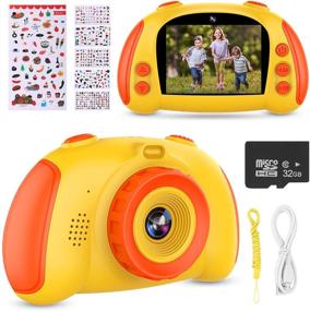 img 4 attached to 📸 Улучшение детской селфи-камеры - HD цифровые видеокамеры для девочек от 3 до 9 лет, портативная игрушка для девочек от 3 до 8 лет, подарок на день рождения с картой памяти 32 ГБ (желтый)