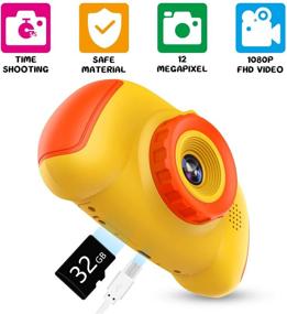img 3 attached to 📸 Upgrade Kids Selfie Camera - HD Digital Video Cameras for Girls Age 3-9, Portable Toy for 3-8 Year Old Girls, Birthday Gift with 32GB SD Card (Yellow)