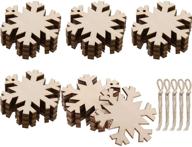 🎄 jetec 50 pack wooden snowflake ornaments - unfinished wood cutouts for christmas decoration, tree hanging embellishments, crafts diy - includes 50 ropes logo