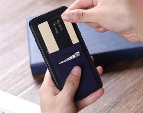 img 3 attached to 📱 Convenient 3-Pack Adhesive Phone Card Holder: Stretchy Lycra Double Pocket Wallet Sleeve Sticker for iPhone, Android & All Smartphones – 2 Navy Blue & 1 Black