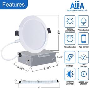 img 3 attached to AIJIA Dimmable WiFi Smart LED Recessed Lighting 6Inch-4Pack with Junction 💡 Box - APP Control, 13W High Brightness, Compatible with Alexa/Google - ETL,DLC,UL