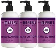 🍒 mrs. meyer's clean day hand lotion: moisturizing essential oil formula, plum berry scent, 12 oz bottles, pack of 3 logo