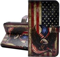 🦅 yhb leather folio wallet case for galaxy note 9 - bald eagle american flag design logo