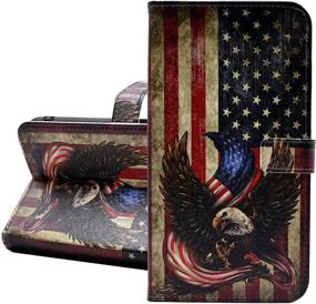 img 4 attached to 🦅 YHB Leather Folio Wallet Case for Galaxy Note 9 - Bald Eagle American Flag Design