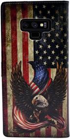 img 2 attached to 🦅 YHB Leather Folio Wallet Case for Galaxy Note 9 - Bald Eagle American Flag Design