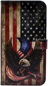 img 1 attached to 🦅 YHB Leather Folio Wallet Case for Galaxy Note 9 - Bald Eagle American Flag Design