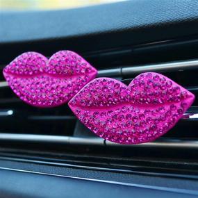 img 2 attached to 💋 Bling Car Charm Air Vent Clips: Sparkling Crystal Lips for Stylish Car Interior | Rhinestone Lipstick Decorations - Cute & Diamond Car Decor in Rose
