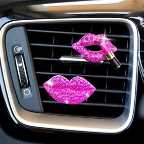 img 4 attached to 💋 Bling Car Charm Air Vent Clips: Sparkling Crystal Lips for Stylish Car Interior | Rhinestone Lipstick Decorations - Cute & Diamond Car Decor in Rose