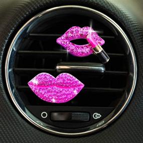 img 3 attached to 💋 Bling Car Charm Air Vent Clips: Sparkling Crystal Lips for Stylish Car Interior | Rhinestone Lipstick Decorations - Cute & Diamond Car Decor in Rose