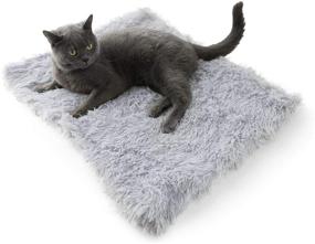 img 4 attached to 4CLAWS Convertible Furry Pet Bed/Mat in White/Grey – Enhanced SEO