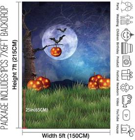 img 3 attached to 🎃 Захватывающий фон Allenjoy размером 5x7 футов на Хэллоуин: идеальный для фотографии, осенний фон с тыквами и зелёной травой для детских портретов, баннер для вечеринки, украшения для вечеринки в стиле Хеллоуин, декоративные элементы для фотобудки.