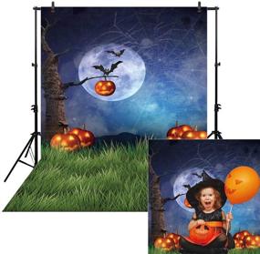 img 4 attached to 🎃 Захватывающий фон Allenjoy размером 5x7 футов на Хэллоуин: идеальный для фотографии, осенний фон с тыквами и зелёной травой для детских портретов, баннер для вечеринки, украшения для вечеринки в стиле Хеллоуин, декоративные элементы для фотобудки.