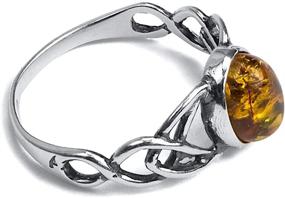 img 1 attached to 💍 Celtic Love Knots Sterling Silver Amber Ring