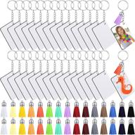 🔑 complete sublimation keychain set: 120 pieces with tassels, blanks, keyrings, and jump rings for diy crafts logo