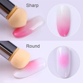 img 2 attached to 💅 Набор кистей для ногтей из губки (2 шт.) - Двусторонняя кисть для омбре-дизайна ногтей для рисования, точечного дизайна и создания градиентных эффектов с акриловой ручкой с кристаллами - Необходимые инструменты для нейл-арт на гелях, создания градиентов и дизайна ногтей DIY.