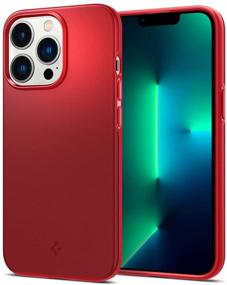 img 4 attached to Spigen Thin Fit Designed For IPhone 13 Pro Case (2021) - Red