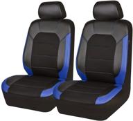 🚗 car pass leather and mesh universal fit two front car seat cover for suvs, vans, trucks, sedans - airbag compatible, headrest opening holes included (6pc, black and blue) logo