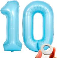 keyyoomy number 10 big 40-inch mylar balloons in baby blue color logo
