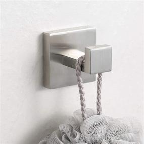 img 3 attached to 🛀 2 Pack of YGIVO Bathroom Hooks - Brushed Nickel Stainless Steel Square Hanger Wall Hooks for Towels, Robes, Coats - Heavy Duty, Wall Mounted Hooks for Bathrooms, Kitchens, Bedrooms, Garages, Hotels