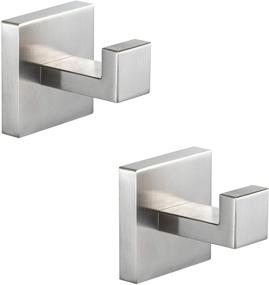img 4 attached to 🛀 2 Pack of YGIVO Bathroom Hooks - Brushed Nickel Stainless Steel Square Hanger Wall Hooks for Towels, Robes, Coats - Heavy Duty, Wall Mounted Hooks for Bathrooms, Kitchens, Bedrooms, Garages, Hotels