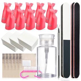 img 4 attached to 💅 Gel Nail Polish Remover Kit - Acrylic/UV Gel/Soak-Off Polish Removal Set, Gel Nail Polish Remover Clips with Lint Free Nail Wipes Pads/Acetone Pump Dispenser/Foil Wraps/Pusher/Brush