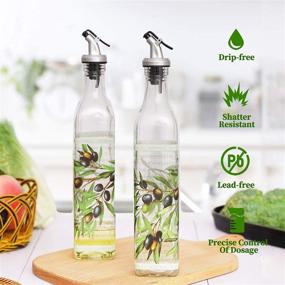 img 2 attached to Enhance Your Culinary Experience with KEFOMOL 17oz Olive Oil Dispenser Bottle Set - 2 Leak-Proof Pour Spouts & Stainless Steel Funnel Included!