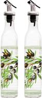 enhance your culinary experience with kefomol 17oz olive oil dispenser bottle set - 2 leak-proof pour spouts & stainless steel funnel included! logo