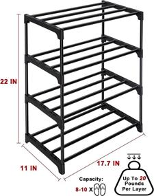 img 2 attached to 👞 Efficient 4-Tier Small Shoe Rack | LNYZQUS Metal Stackable Kids Shoe Organizer in Black