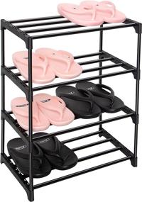 img 4 attached to 👞 Efficient 4-Tier Small Shoe Rack | LNYZQUS Metal Stackable Kids Shoe Organizer in Black