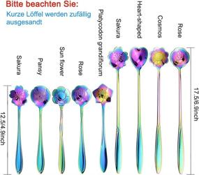 img 3 attached to 🌈 Colorful Stainless Steel Spoon Set - SelfTek 8Pcs Rainbow Flower Spoons for Tea, Coffee, Sugar, Desserts, Cakes, and More!