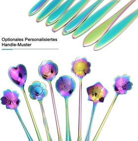 img 2 attached to 🌈 Colorful Stainless Steel Spoon Set - SelfTek 8Pcs Rainbow Flower Spoons for Tea, Coffee, Sugar, Desserts, Cakes, and More!