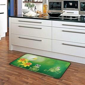 img 4 attached to 🐸 Нескользящие мягкие кухонные коврики - 39" X 20" Зеленый дизайн лягушек - коврик для ванной, коврики для дверей, ковер для домашнего декора