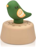 🐦 jtx kitchen timer craft mechanical wind up 60 minutes timers - cute animals time timer for kids, baking, boiling - green bird logo