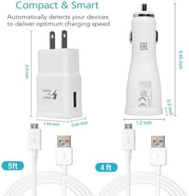 img 3 attached to 🔌 Набор быстрой зарядки Samsung Adaptive Fast Charger - быстрая зарядка для Samsung Galaxy S7 Edge / S6 / Note5 / Note 4 / S3 - настенные и автомобильные зарядки + 2 кабеля Micro USB (белый)