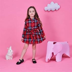 img 2 attached to 👚 Toddler Flannel Button Shirts for Girls' Clothing - Tops, Tees & Blouses