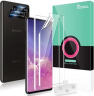 📱 4-пакет tocol, совместимый с samsung galaxy s10 plus - включает 2 защитные пленки для экрана tpu и 2 защитные пленки для камеры с удобной рамкой для выравнивания и установки, без пузырей - поддерживает ультразвуковой отпечаток пальца. логотип