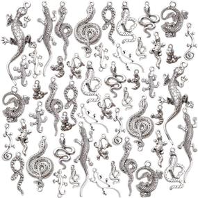 img 3 attached to 🐍 100g Antique Silver Snake and Lizard Charms: Exquisite Alloy Animal Pendants for DIY Jewelry Making