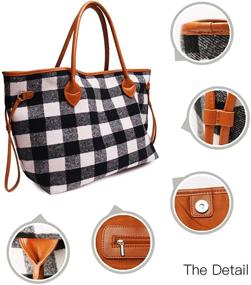 img 2 attached to 👜 Buffalo Plaid Soft Flannel Handbag: Oversized Tote Shoulder Bag for Women