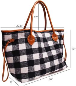 img 3 attached to 👜 Buffalo Plaid Soft Flannel Handbag: Oversized Tote Shoulder Bag for Women