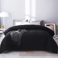 🛌 edujin all season full down alternative quilted comforter - soft bed comforter with corner tabs - machine washable - duvet insert - black (82×86 inch) logo