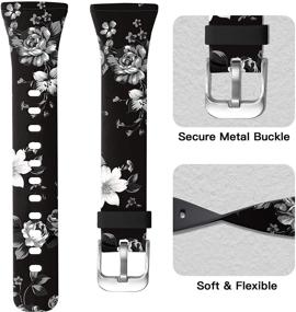 img 2 attached to 🌸 Ouwegaga Fitbit Versa 3 Bands and Fitbit Sense Compatible - Cute Slim Silicone Floral Pattern Printed Replacement Accessories for Fitbit Sense Smart Watch, Grey Floral Small, Women and Girls