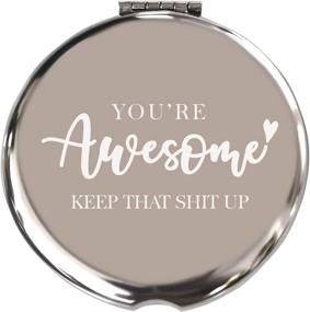 img 3 attached to 💄 Fun Inspirational Gifts for Women: You're Awesome Keep That Sht Up! – Silver Purse Pocket Makeup Mirror