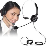 rj9 noise cancelling telephone headset with mic - perfect for call centers, phone sales, insurance, hospitals, telecom operators - monaural logo